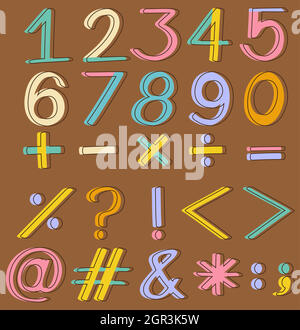 Zahlen und mathematische Operationen Stock Vektor