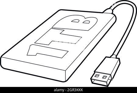 Externe Festplatte 1 TB-Symbol, outline Style Stock Vektor