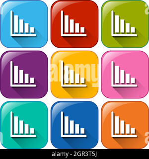 Schaltflächen mit linearen Diagrammen Stock Vektor