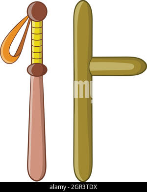Kautschuk-Schlagstöcke-Symbol im Cartoon-Stil Stock Vektor