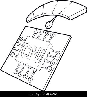 CPU- und Temperaturmesser Symbol, outline Style Stock Vektor