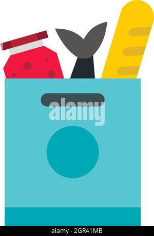 Packen Sie mit flachen Stil-Ikone Produkte Stock Vektor