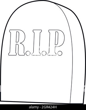 Grabstein mit RIP-Symbol, outline Style Stock Vektor