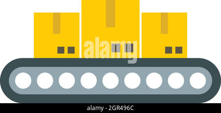 Gurtförderer mit Last-Symbol, flachen Stil Stock Vektor