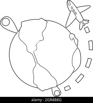Flüge rund um den Globus Symbol, outline Style Stock Vektor