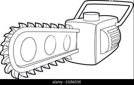 Kettensäge-Symbol, Umriss-Stil Stock Vektor