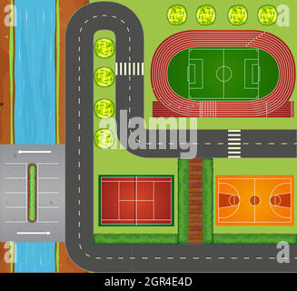 Straßen und Sportanlagen Stock Vektor