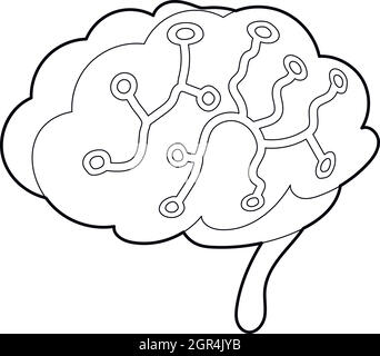Sensoren auf menschliche Gehirn Symbol, Umriss-Stil Stock Vektor