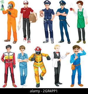 Männer, die verschiedene Arten von Jobs erledigen Stock Vektor