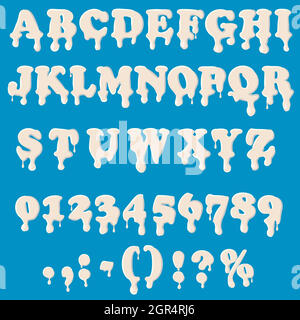 Milch Alphabet auf weißem Hintergrund Stock Vektor