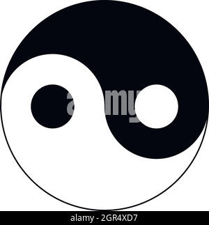 Ying Yang Symbol in einem einfachen Stil Stock Vektor