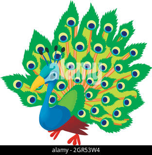 Pfau-Symbol, Cartoon-Stil Stock Vektor