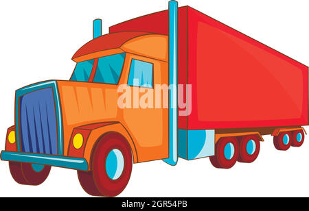 Auflieger lkw-Symbol, Cartoon Stil Stock Vektor