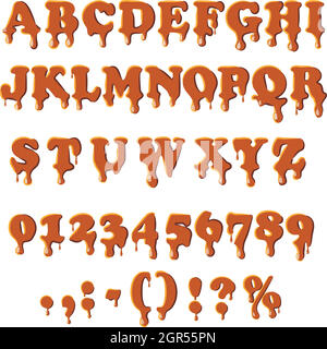 Caramel Alphabet auf weißem Hintergrund Stock Vektor