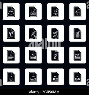 Format-Symbole Dateisatz, einfachen Stil Stock Vektor