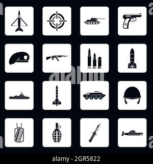 Krieg Icons Set, einfachen Stil Stock Vektor