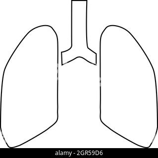 Menschliche Lunge Symbol, Umriss-Stil Stock Vektor
