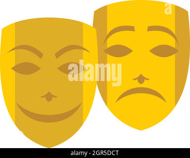 Gold Komödie und Tragödie Theater Masken Symbol Stock Vektor