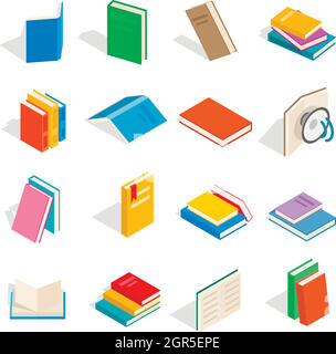 Buchen Sie Icons Set, isometrischen 3d Stil Stock Vektor