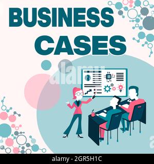Text mit Inspiration Business Cases. Geschäftsansatz auf der Grundlage des erwarteten kommerziellen Nutzens, der den Projektbericht vorstellt Stockfoto
