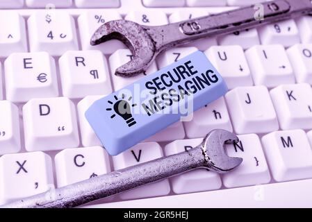Handschrift Text Secure Messaging. Business Showcase Schützen Sie kritische Daten, wenn sie über die Unternehmensgrenzen hinaus gesendet werden Abstract Senden mehrerer Nachrichten Stockfoto
