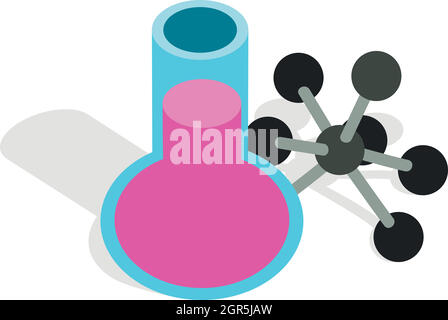 Test Kolben und Molekülstruktur Symbol Stock Vektor
