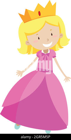 Kleine Prinzessin in rosa Kleid Stock Vektor