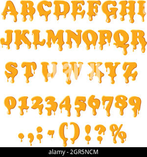 Caramel Alphabet auf weißem Hintergrund. Stock Vektor