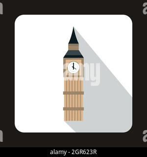 Big Ben in Westminster, London Ikone, flachen Stil Stock Vektor