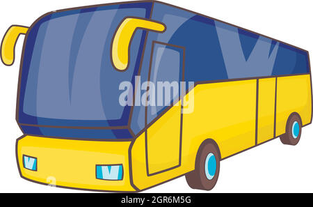 Gelbe bus Symbol, Cartoon Stil Stock Vektor