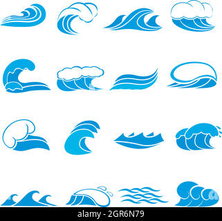 Wasser-Welle-Set, Cartoon-Stil Stock Vektor
