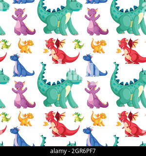 Niedliche nahtlose Dinosaurier Hintergrund Stock Vektor