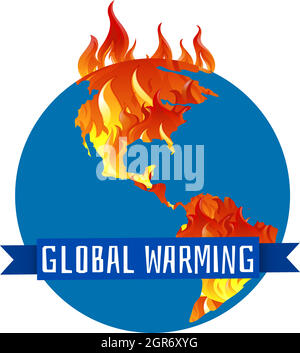 Plakat zur globalen Erwärmung mit Erde in Flammen Stock Vektor