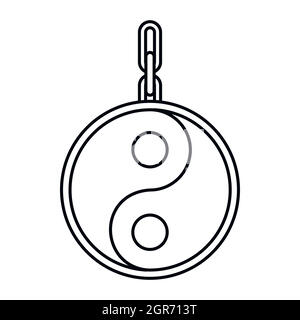 Ying-Yang-Symbol der Harmonie-Symbol, Umriss-Stil Stock Vektor