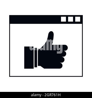 Hand mit Daumen oben im Browser-Symbol, einfachen Stil Stock Vektor