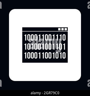 Binär-Code am Bildschirm-Symbol, einfachen Stil Stock Vektor