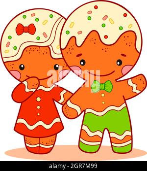 Weihnachten Cartoons Clip Art. Weihnachten Lebkuchen Mann Clipart Vektor Illustration Stock Vektor