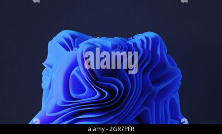 abstrakter 3D-Hintergrund wird gerendert. Wunderschöne blaue Wellen. Digitale Illustration für Tapeten, Poster und Covers. Stockfoto