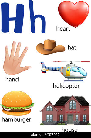 Dinge, die mit dem Buchstaben H beginnen Stock Vektor