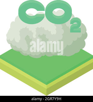 CO2-Zeichen in eine Cloud-Symbol, Cartoon-Stil Stock Vektor