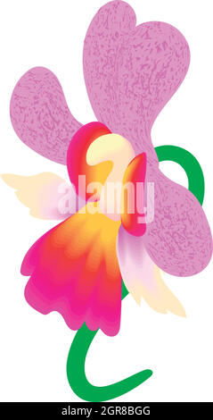 Pink Orchid Symbol, Cartoon Stil Stock Vektor