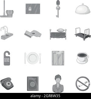 Hotel Icons set in monochromen Blackstyle Stock Vektor