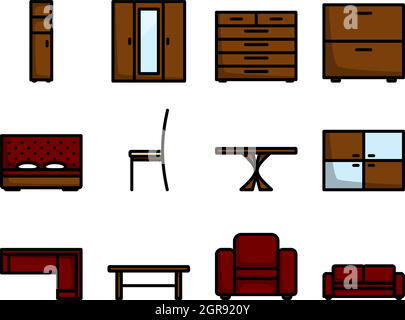 Möbel-Icon-Set Stock Vektor