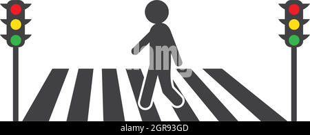 Menschen, die auf Zebra-Kreuzvektor-Illustration laufen Stock Vektor