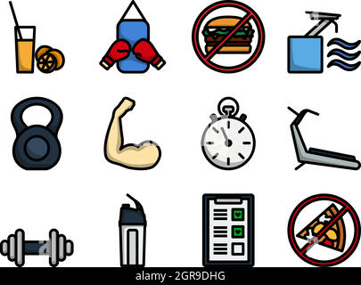 Fitness-Icon-Set Stock Vektor