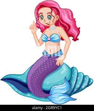 Niedliche Meerjungfrau Cartoon-Charakter Stock Vektor