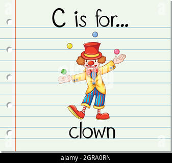 Flashcard Buchstabe C ist für Clown Stock Vektor