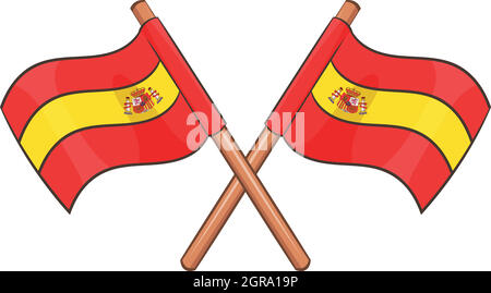 Spanien gekreuzt Flaggensymbol, Cartoon Stil Stock Vektor