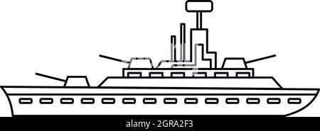Militärische Kriegsschiff-Ikone, Umriss-Stil Stock Vektor