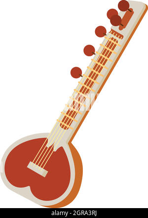 Sitar-Symbol, Cartoon-Stil Stock Vektor